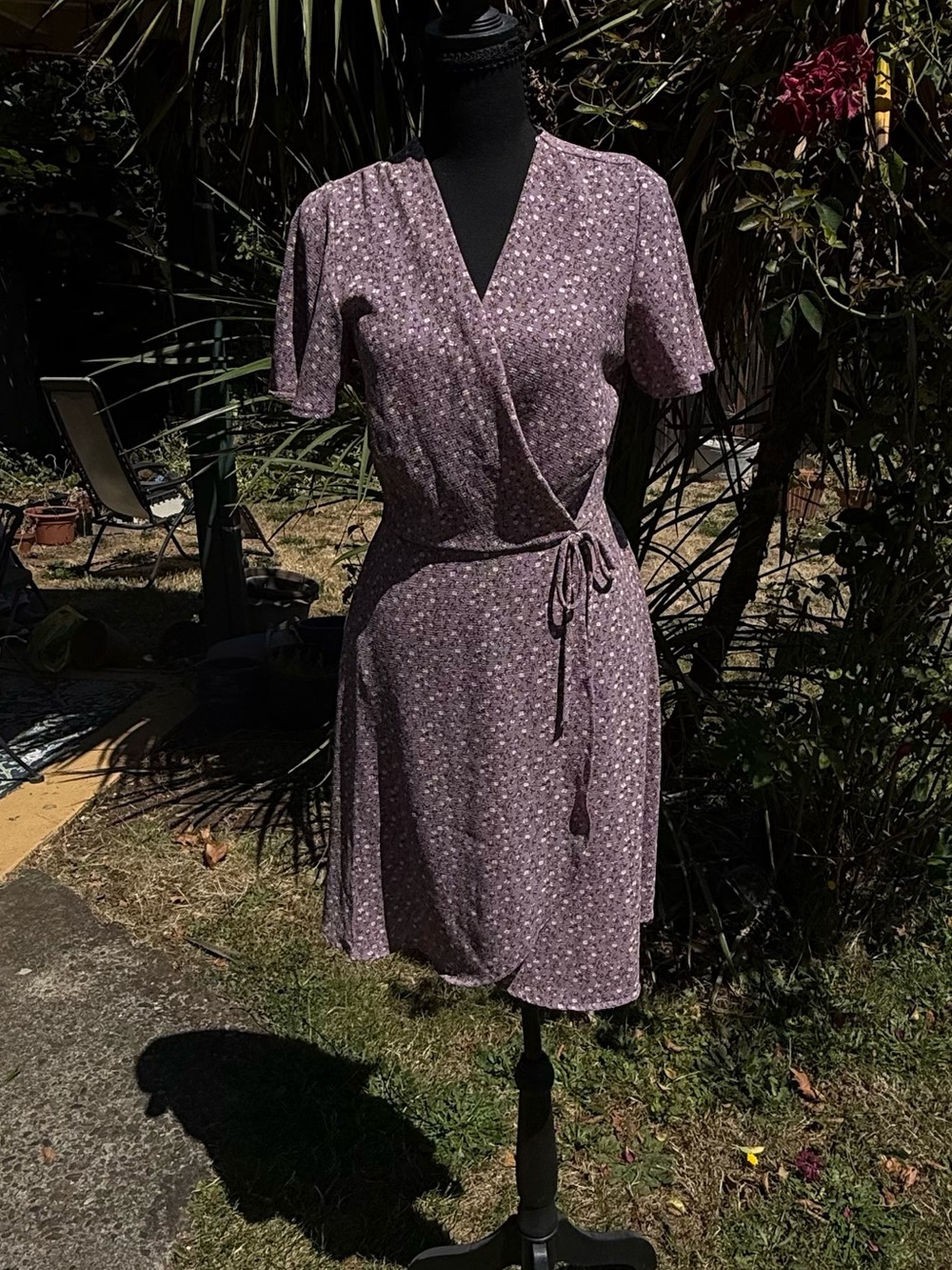 Monteau Los Angeles Purple Floral Tie-Waist Mini Dress